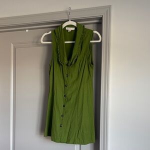 belk Olive Green Sleeveless Button-Front Mini Dress